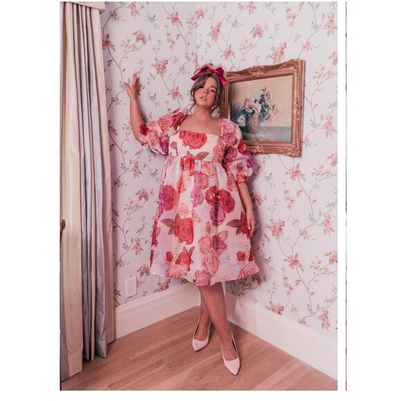 NWT JESSAKAE Pink & Purple Rose Polly Dress Size Medium - Picture 12 of 12